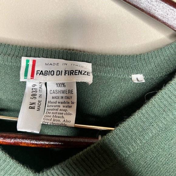 VTG NWOT Fabio Di Firenze Green Pure Cashmere V-neck Sweater. Made In Italy. L - Picture 3 of 3